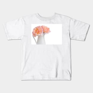 Fresh bunch of pink roses flowers in the jar, isolated on white background Kids T-Shirt